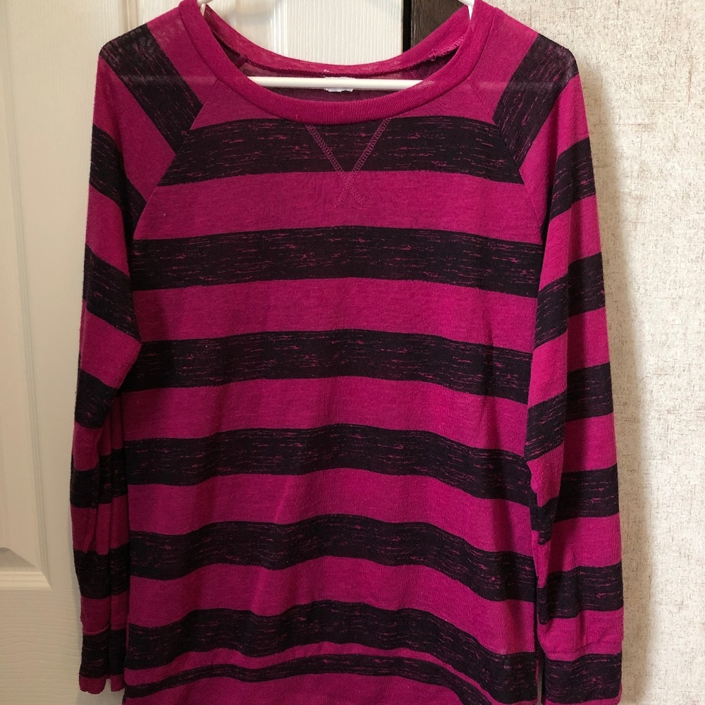 Final Price - Pink And Black Striped Long Sleeve L